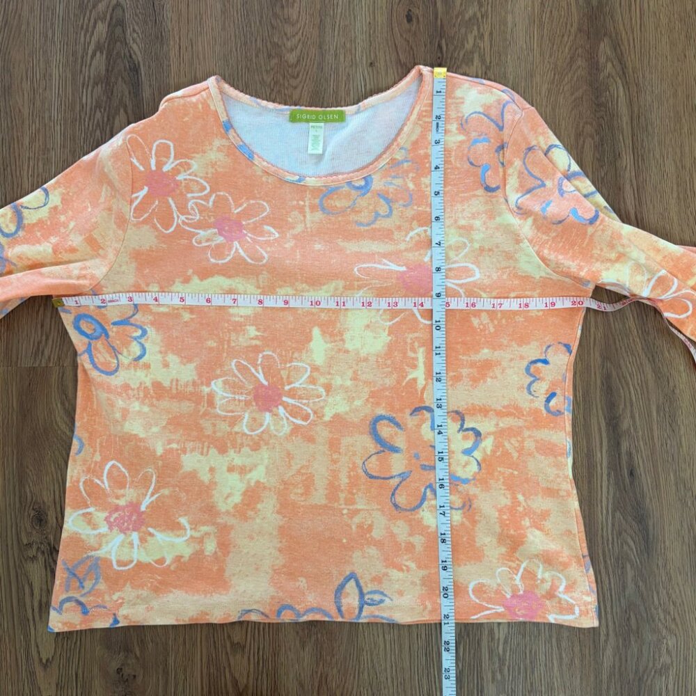 Sigrid Olsen Vintage Daisy Top 100% Cotton Size PL - Picture 7 of 9